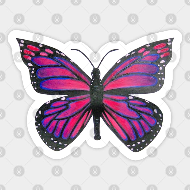 Pink Butterfly Sticker by Del Doodle Design